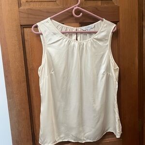 100% Silk Cream Sleeveless Blouse